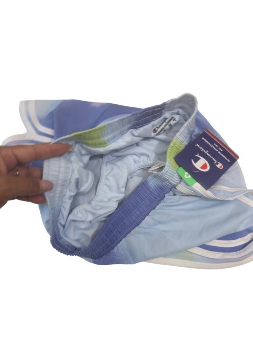 Champion Women's Doubledry Athletic Shorts Recycled Polyester Blue Tie-Dye SZ XS - Picture 12 of 12